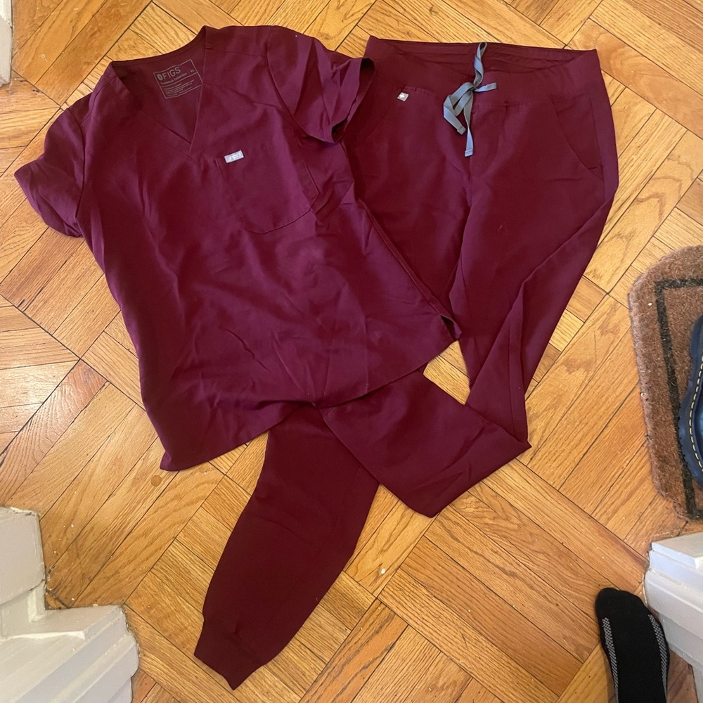 Tall Maroon Jogger Fig Scrubs